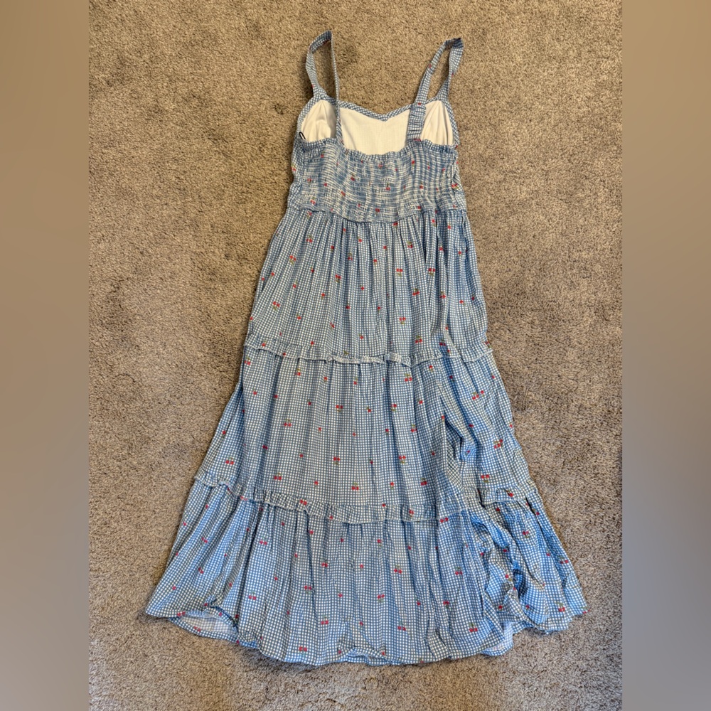 Japna Blue Gingham Sundress with Red Cherry Pattern - Picture 2 of 3